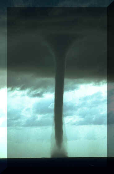 A waterspout is a tornado at sea. The wind speeds in the wall of the waterspout are about half that of a tornado, some 350 knots. © http://www.thread-of-awareness-in-chaos.com/order.html