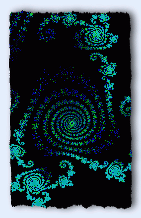 Fractal spiral. The spiral is replicated in an infinite depth, the closer you look, the more detail there is.