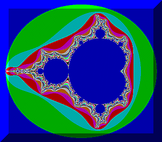 The famous Mendelbrot series. Click to zoom in to smaller and smaller sections.