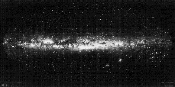 The Milky Way , a spiral galaxy 100,000 light years in diameter with 200 billion stars. The sun lies 20 light years above the equatorial plane and 28,000 light years from the galactic center. Drawn under the supervision of Knut Lundmark of the Lund Observatory in the 1940s. 